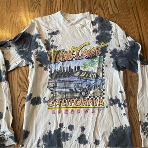 Tie dye long sleeve car graphic tee